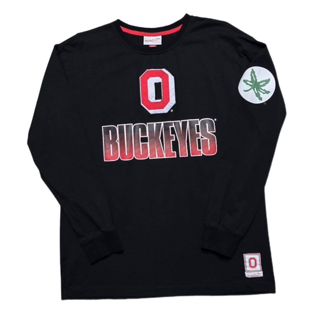 Mitchell & Ness Ohio State Buckeyes Throwback Long Sleeve T-Shirt Black Mens L